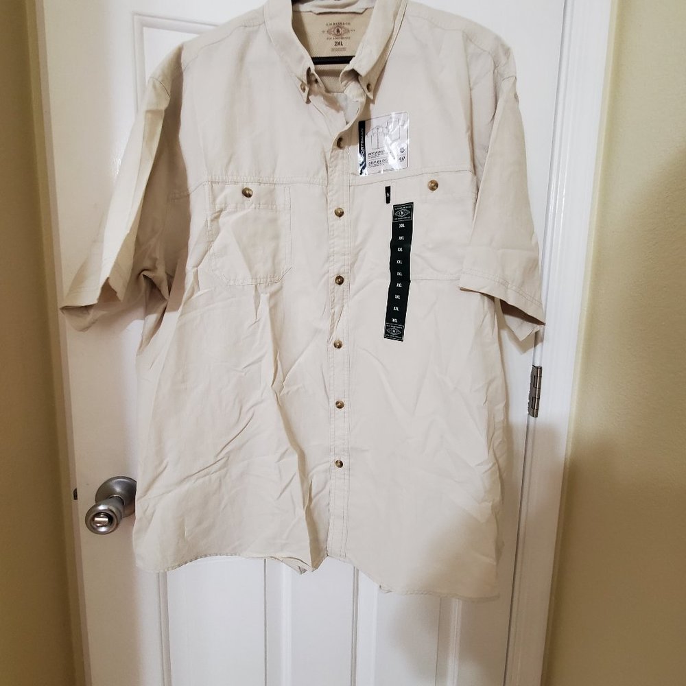 Bass Short Sleeve Sun Blocker UPF 40 & Wicking Shirt Sz 2XL Cream Color